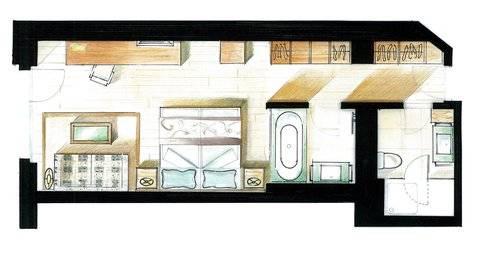 מלון צרמט Le Petit Cervin מראה חיצוני תמונה A floor plan of a typical hotel room