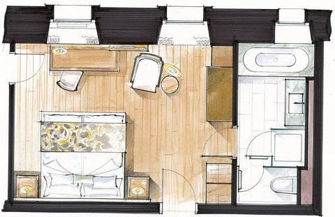 מלון צרמט Le Petit Cervin מראה חיצוני תמונה A floorplan of a typical hotel room